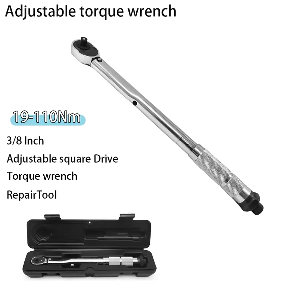 

3/8-дюймовый динамометрический ключ с приводом, 19-110 Нм, квадратный приводной трещоточный ключ, ремонтный гаечный ключ, ручные инструменты с коробкой