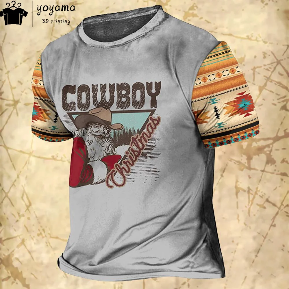 Western Cowboy Shirt Herren T-Shirt 3D Denim Grafik T-Shirts Herren bekleidung Mode Kurzarm T-Shirt O-Ausschnitt übergroße T-Shirt