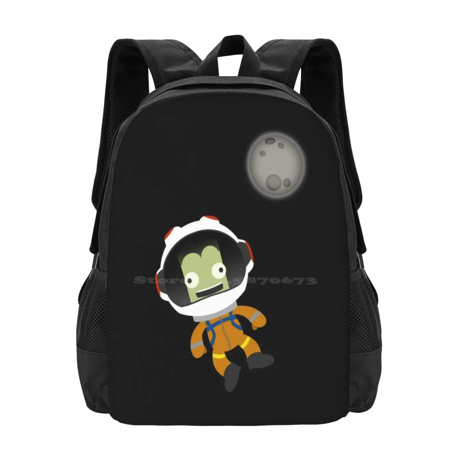 

Mún Or Bust! Program School Bags Travel Laptop Backpack Space Program Game Steam Cute Funny Geek Scifi Kerbals Moon Mun Ksp