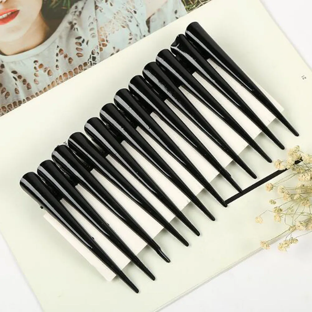 

12Pcs Professional Metal Duckbill Hair Clips Seamless Salon Hair Styling Clips for Sectioning Partitioning Curling Coloring Blow