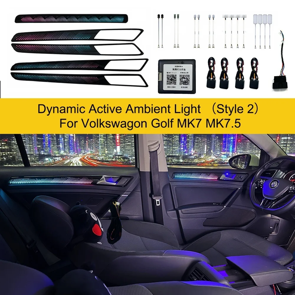 OEM Design Symphony Dynamic Active Ambient Light for Volkswagon Golf MK7 MK7.5, Golf 7 7.5 Interior LED Ligting Upgrade