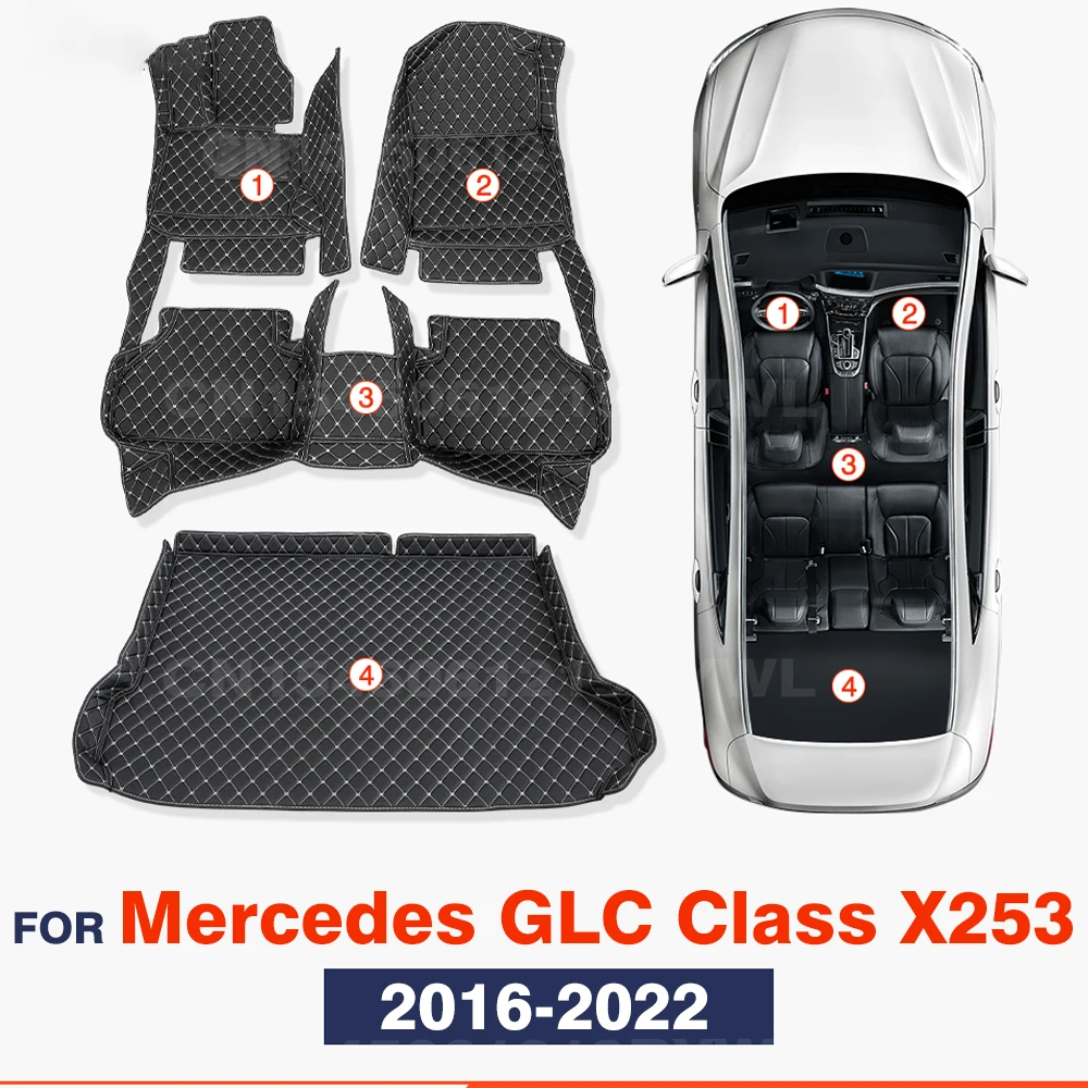 

For Mercedes Benz GLC Class X253 2016 2017 2018 2019 2020 2021 2022 Car Floor Mats Car Trunk Mat Foot Pads Carpet Cover