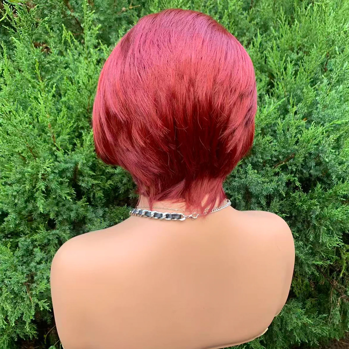 Widow's Peak Red Synthetic Wigs for Women 13x4 Lace Front Wigs Short Bob Cut Cosplay Wigs for Men 150% Density 8inch Natural