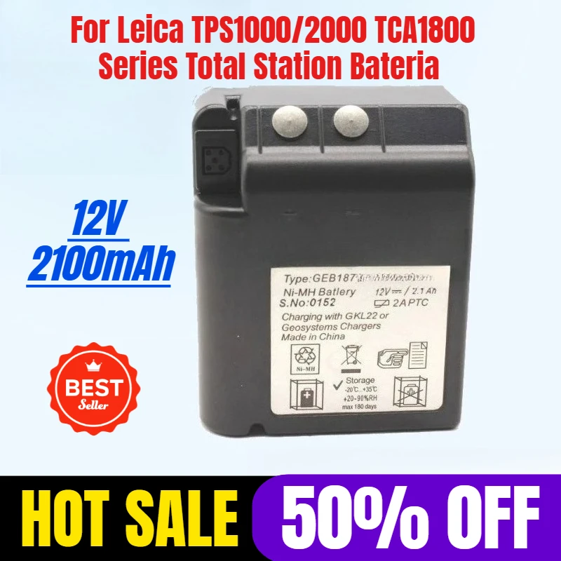 

12V 2100mAh for Leica TPS1000/2000 TCA1800 Series Total Station Bateria