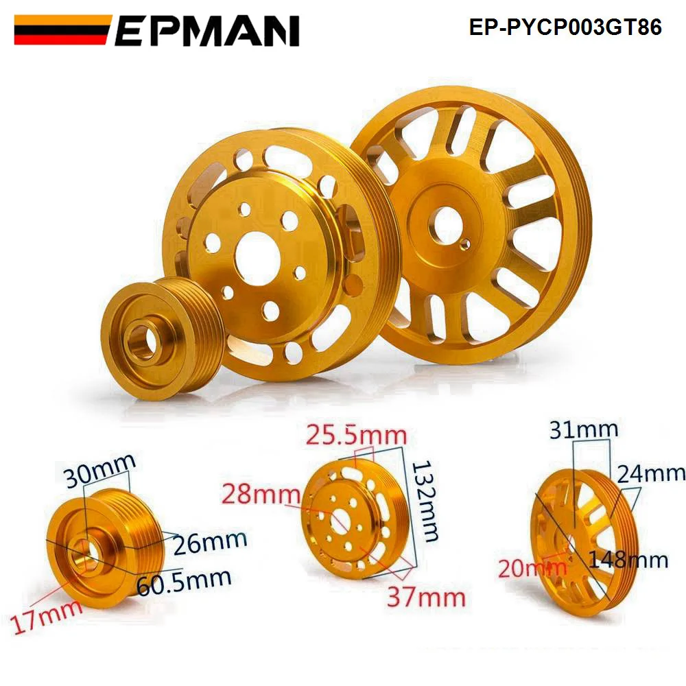 EPMAN Light Weight Crank Pulley Power Steering For Toyota GT86 Subaru BRZ Scion FRS EP-PYCP003GT