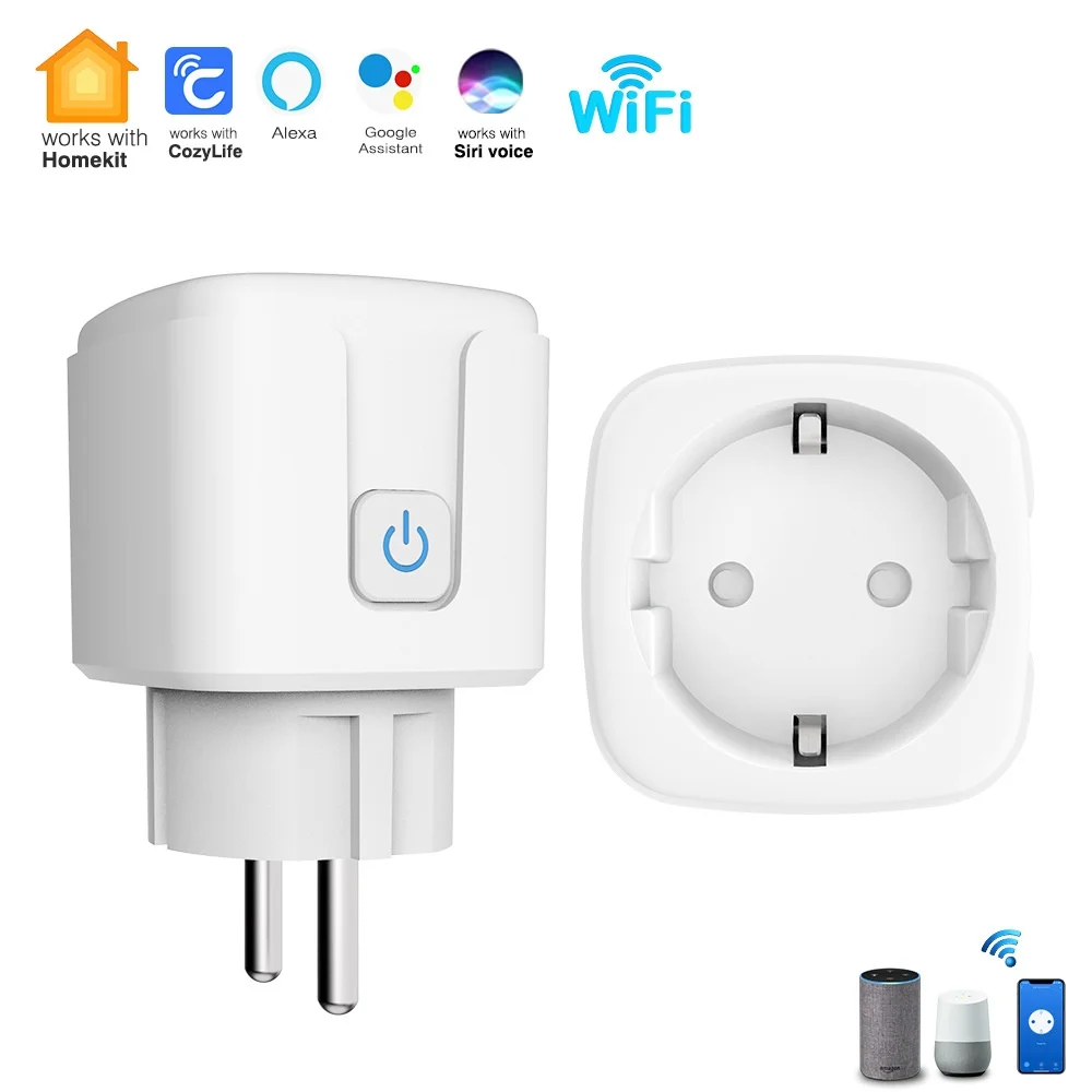 Homekit/Cozylife WiFi 16A EU สมาร์ทซ็อกเก็ต AC100 ~ 240V Power Outlet APP รีโมทคอนโทรล Timer Plug ทํางานร่วมกับ Alexa Google ใหม่