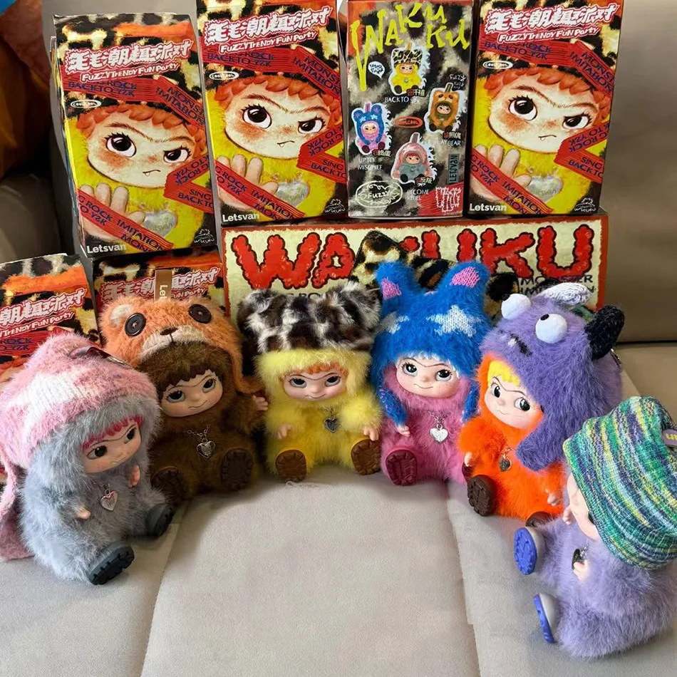 

Wakuku Fuzzy Trendy Action Figure Blind Box - милая загадочная кукла с подвеской, сумка-сюрприз, подарочная игрушка для вечеринки