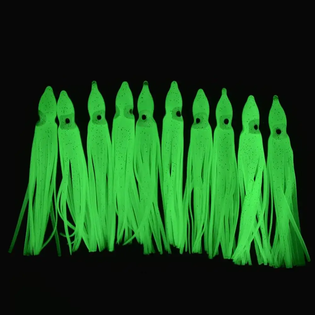 20PCS Fishing Squid Skirts Glowing Lures Luminous Octopus Skirts Trolling Soft Lure Plastic Fishing Bait 9.5cm/16cm