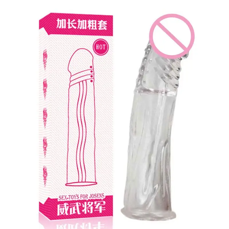 Crystal Penis Extender Sleeve Reusable Condoms Delay Ejaculation Prostate Massager Cock Ring Intimate Goods Sex Products For Men