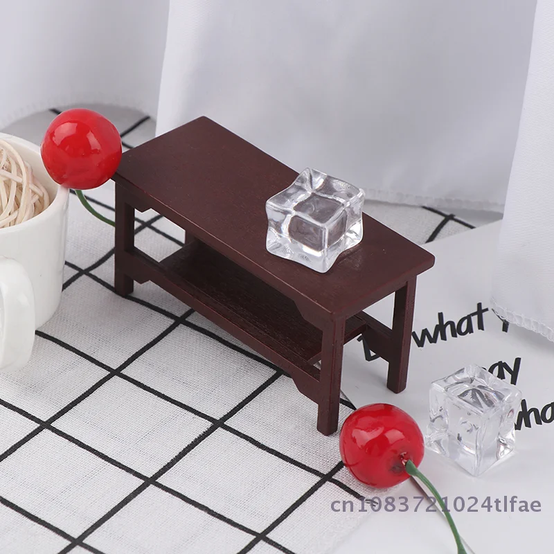 1 ピース 1/12 ドールハウスミニチュアレトロ木製コーヒーテーブル家具おもちゃアクセサリー