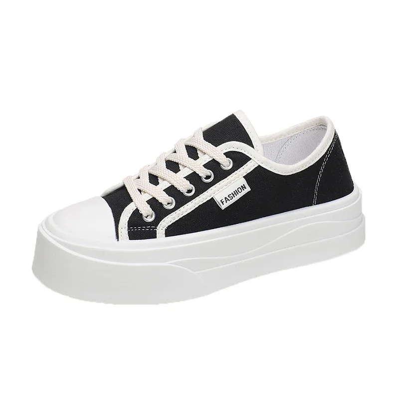 Dicke Sohle atmungsaktiv neue Herbst Leinwand Schuhe Damen Sport Freizeit schuhe erhöhte Schnürung kleine weiße Schuhe Board Schuhe