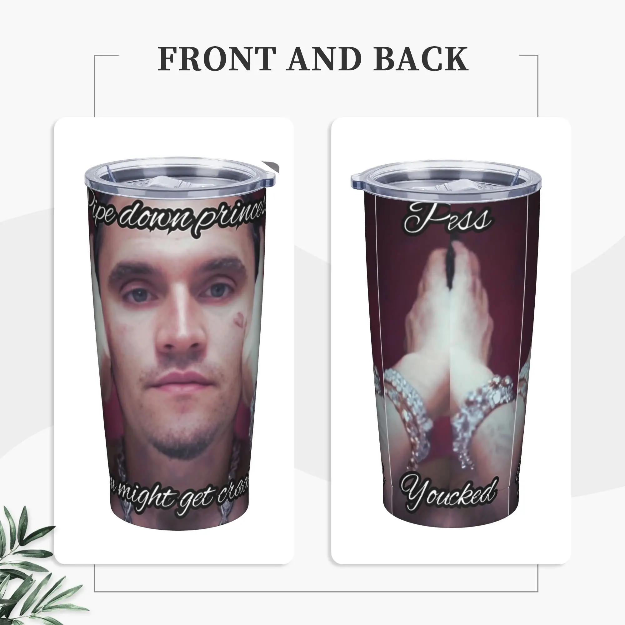 Charlie Kirk Face Rapper Meme Insulated Tumbler with Straws  Stainless Steel Coffee Mugs Outdoor Portable  Bottle Cup, 20oz