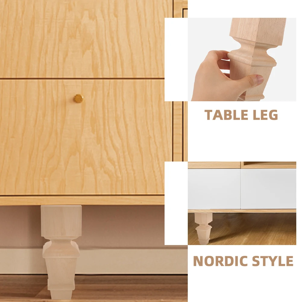 

2pcs Solid Wood Cabinet Furniture Feet Table Short Wooden Legs for Furniture Decorative Couch Sofa Legs Rubber Tips Durable