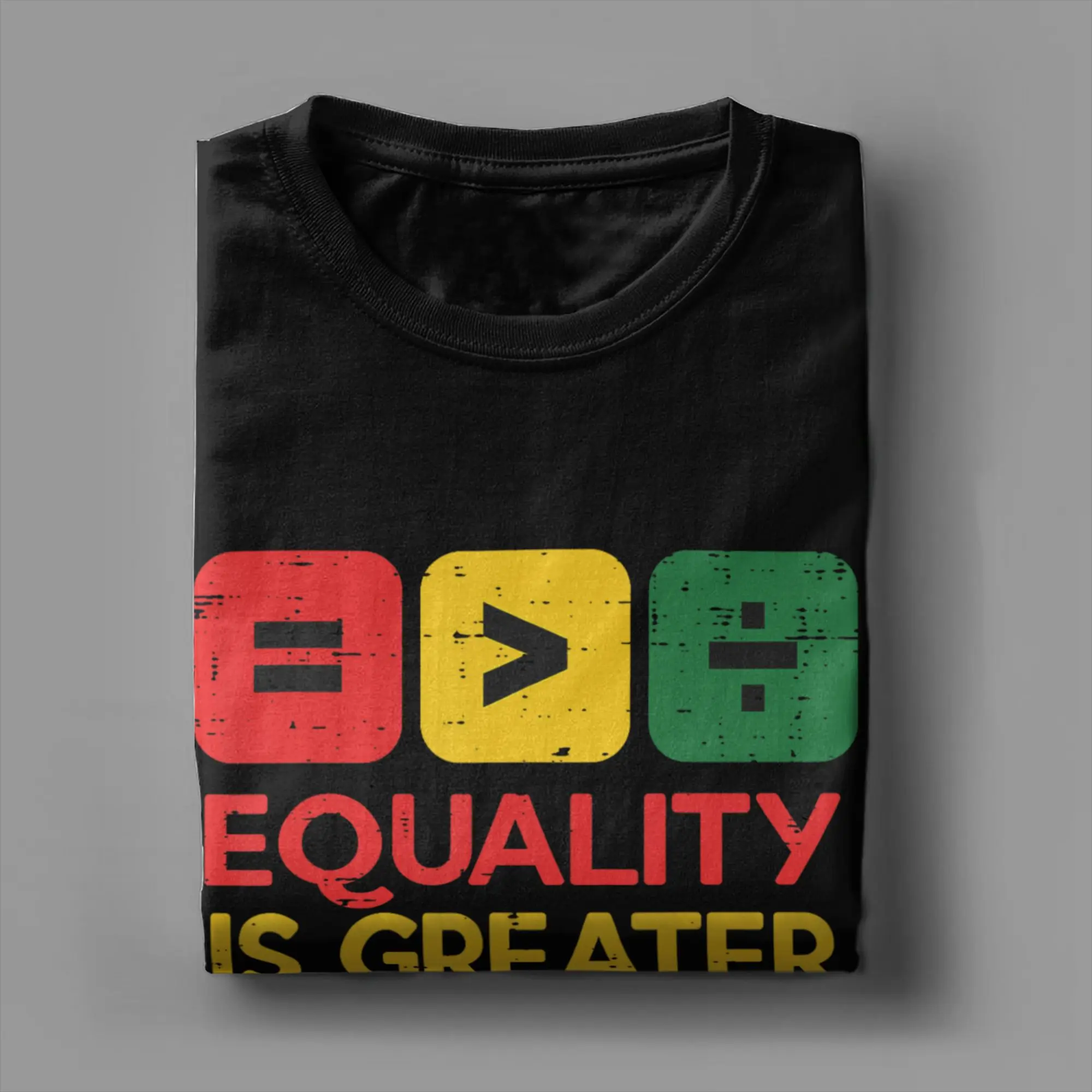 Equality is Greater Than Division Black History Month T-Shirts Men  Cool Cotton Tees Crew Neck Short Sleeve T Shirt Printed Tops