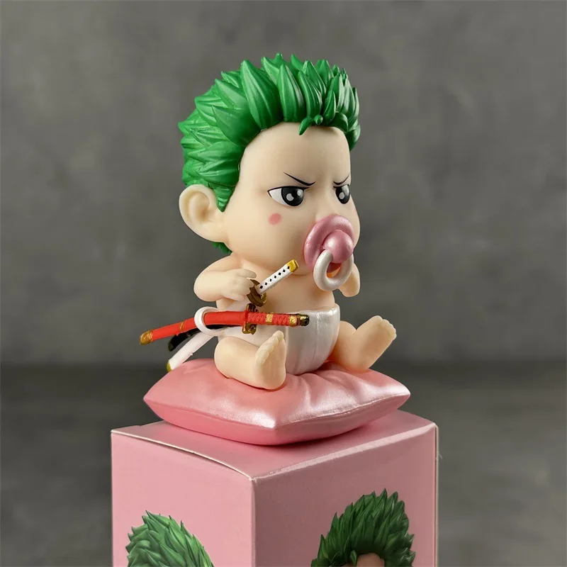 9cm One Piece Anime Figure Nipple Baby Zoro Q Q Version Cute Cartoon Toy Peripheral Pvc Model Ornaments Collection Doll Gift