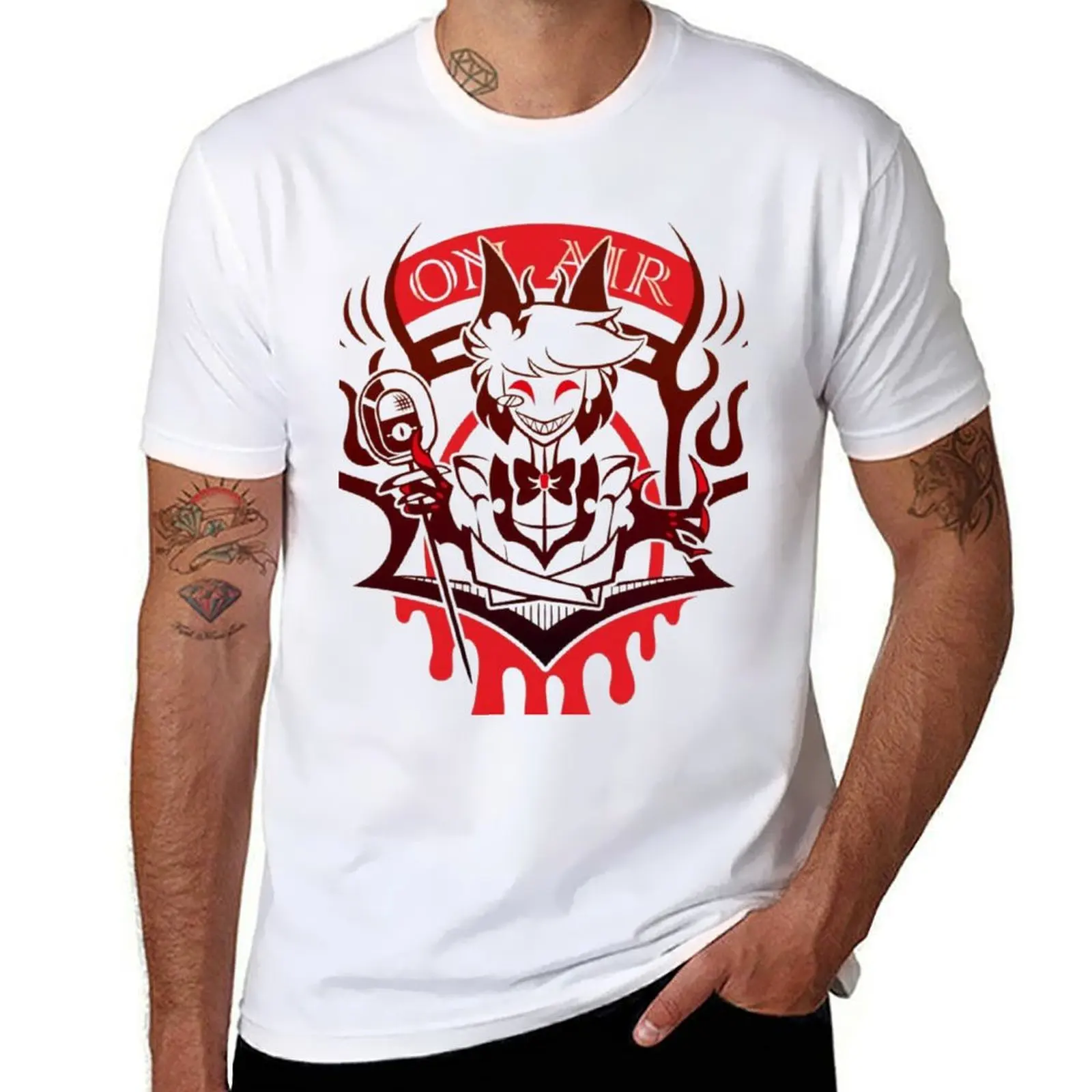 

Hazbin Lucifer T-Shirt anime t shirts for man black cotton t-shirt plain for man package t shirts cotton 100% T-shirt