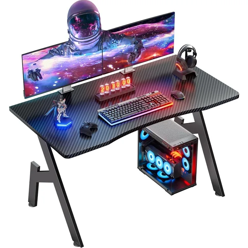 

32 Inch Gaming Desk with Carbon Fibre Surface- Ergonomic PC Desk Simple Gaming Table Home Office