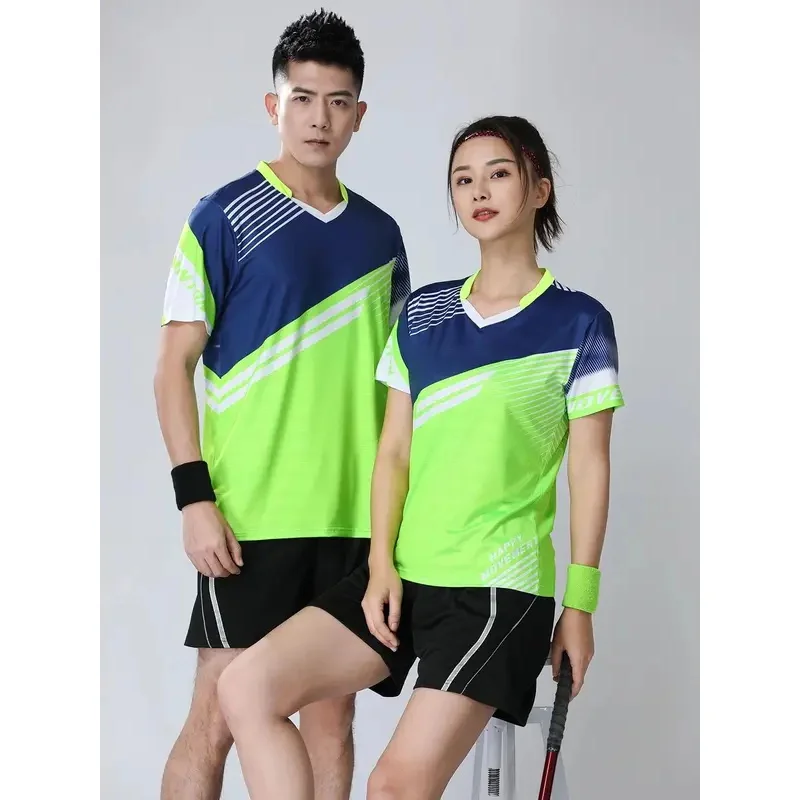 Couple Badminton Suit Set Men's and Women's Short sleeved Quick Drying Jersey Training Competition Training Sports Team Kits