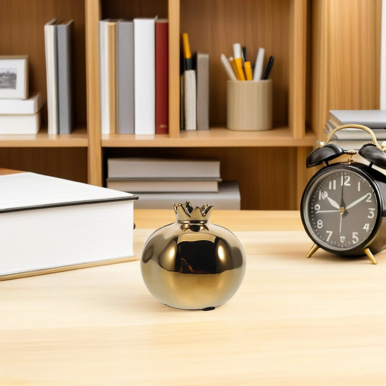 

Pomegranate Ceramic Vase Gold Finish Floral Container Hydroponics Planter Flower Arrangement Desktop Table Centerpiece Home