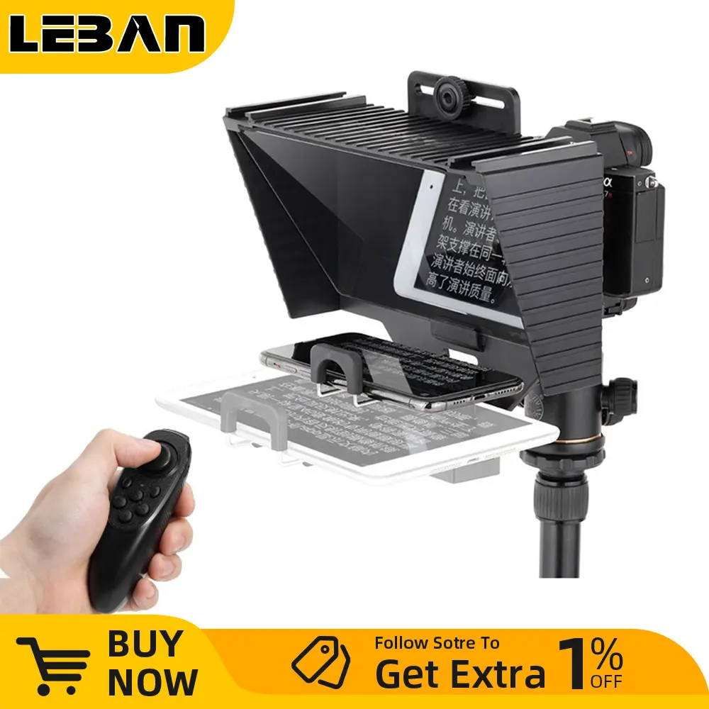 Teleprompter for 12 inch iPad Mini Tablet Phones Prompting Prompter Reader for Mobile DSLR Camera Live Recording