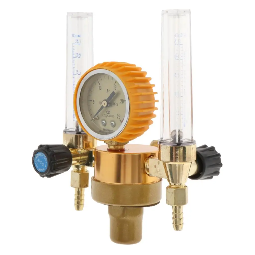 Argon Regulator Dual Flow Meter Copper Body Flowmeter for Gas Weld Mig Tig Welding Workshop Use