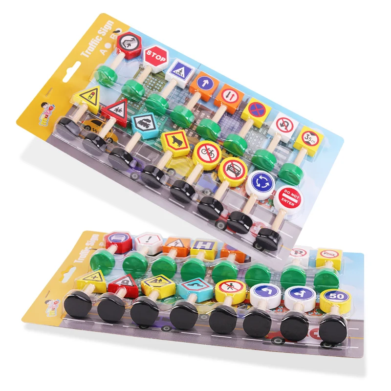 

Деревянные детские городские дорожные знаки, вывески, сцена о осведомленности о безопасности, строительные блоки, развивающие игрушки для раннего образования