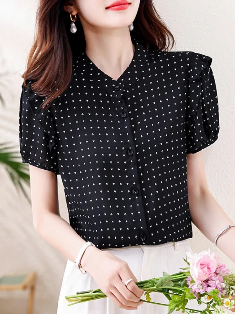 

Лето 2022, женский круглый топ с цветочным принтом Bubble Sve irt, облегающий повседневный универсальный топ, модная повседневная одежда Ele