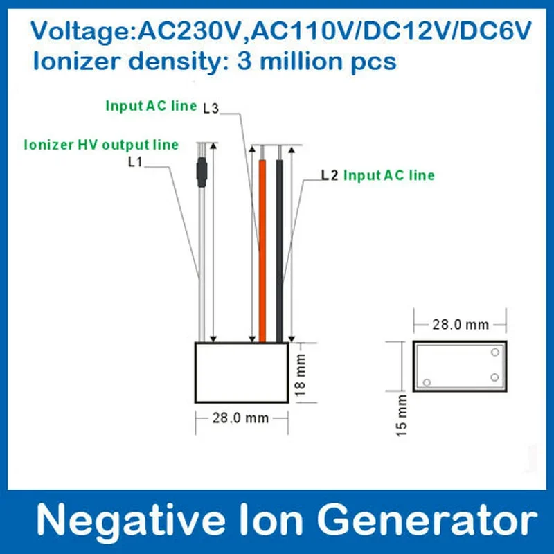 Air Purifier for Home Negative Ion Generator AC220V Anion Generator Ionizer Density 3 Million Pcs/cm3 Powe 1W