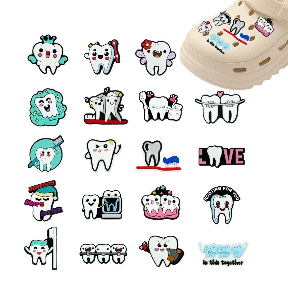 5Pcs Shoe Charms Tooth Health Brush Cute Dentist Shoes Accessories Buckle Decorations Fit Slipper Wristband Kids Clinic Gift