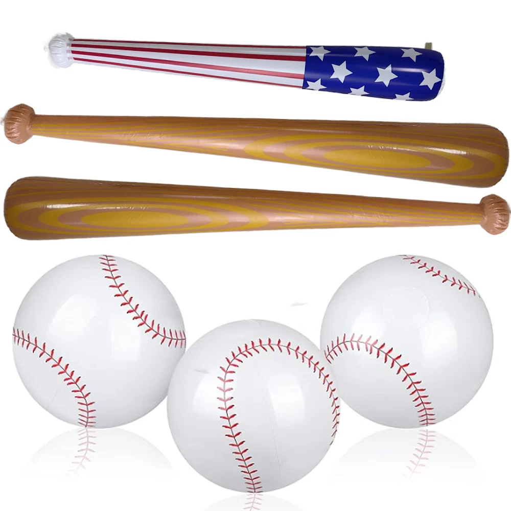 Inflatable Baseball Baseball Bat Inflate Beach Baseball Sport Baseball Party Favor for Birthday Party Pool Beach Fun Sports Game