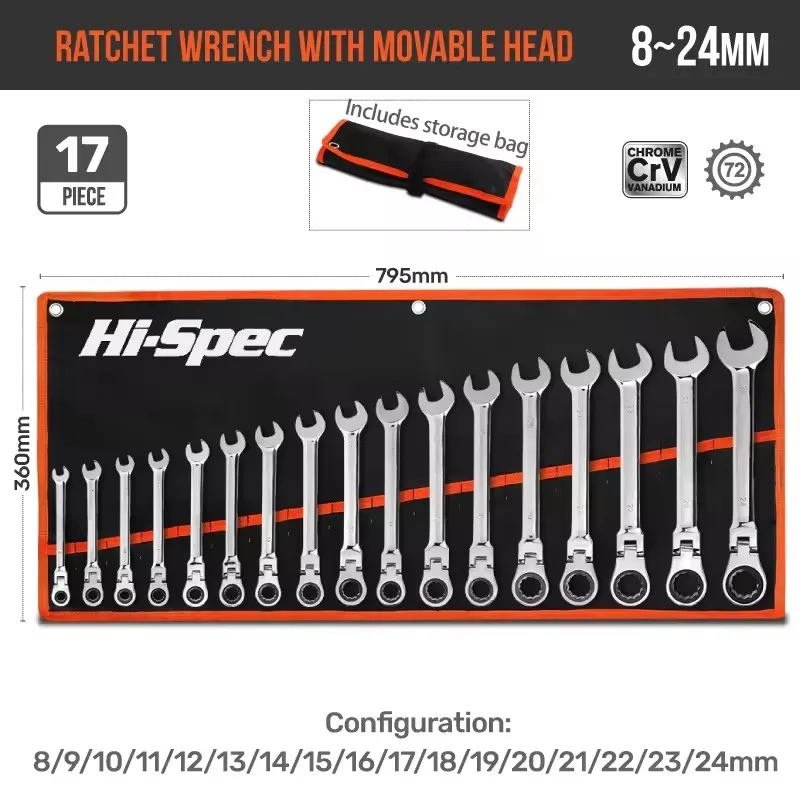 

Hi-Spec 17PC Thin Open End Wrench Set Ultra-thin Double Headed Metric Spanner Set Of Keys Spanner Set Universal Repair Hand Tool