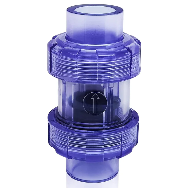 AA63 Valvola di ritegno CALDA Valvola di ritegno in PVC Valvola di ritegno True Union da 3/4 pollici Valvola di ritegno UPVC blu trasparente Valvola di ritegno per tubazioni One-