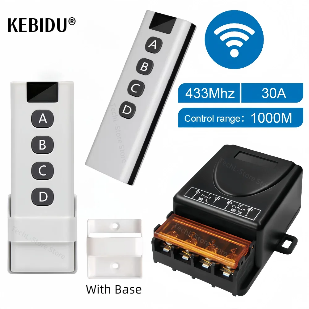 RF 433 MHz Drahtloser Fernbedienungs-Lichtschalter DC 12 V 24 V 36 V 72 V Relaismodul und 4-Kanal-Sender für LED-Torsystem Ein Aus