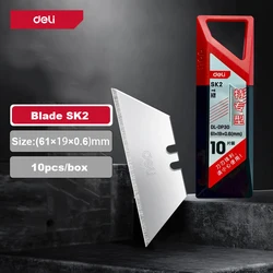 Deli-cuchillas de cuchillo SK4 de 19mm de ancho para el hogar, caja de papel para manualidades, corte trapezoidal de Metal, 10 unids/lote por caja
