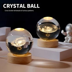6cm RGB Night Light Milky Way Galaxy Solar System Crystal Ball Children Night Lamp Bedroom Ambient LED Light Creative Gift Decor