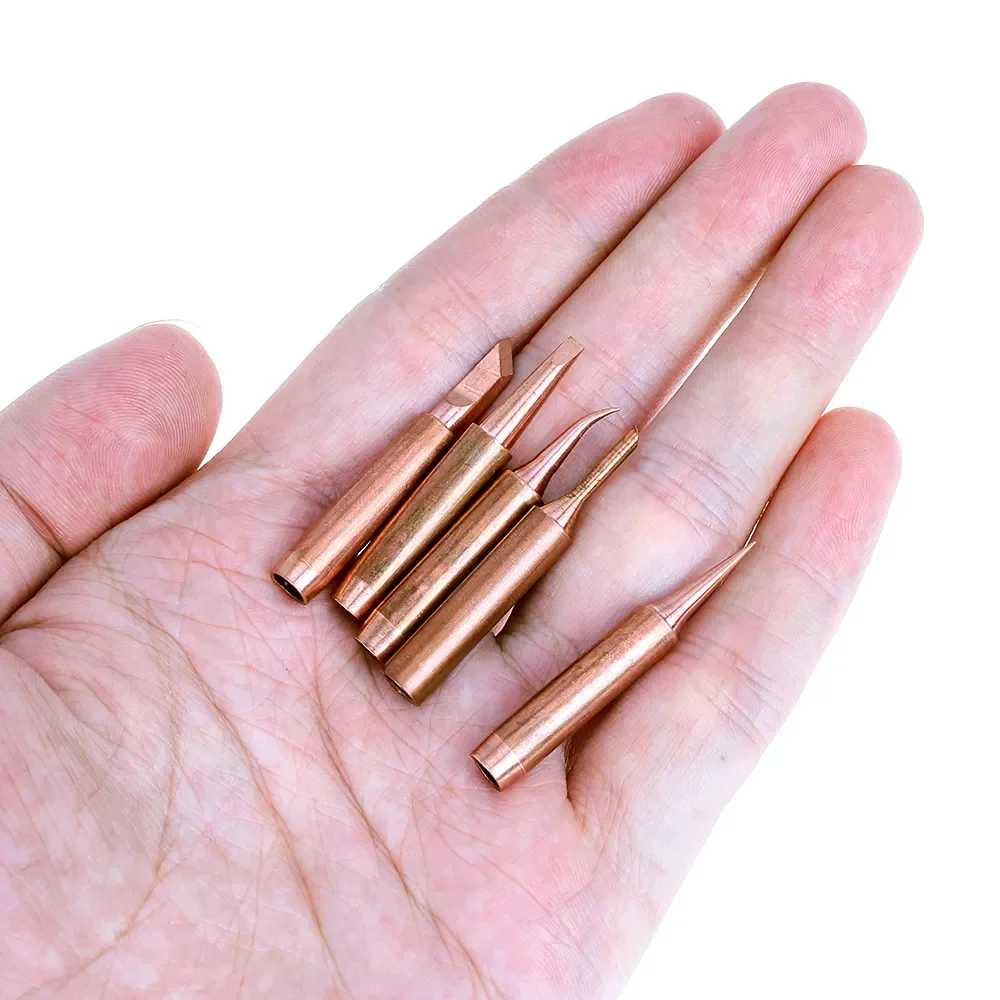 5pcs 900M-T Pure Copper Soldering Iron Tip Lead-free Solder Tips Welding Head BGA Soldering Tools Branding Iron