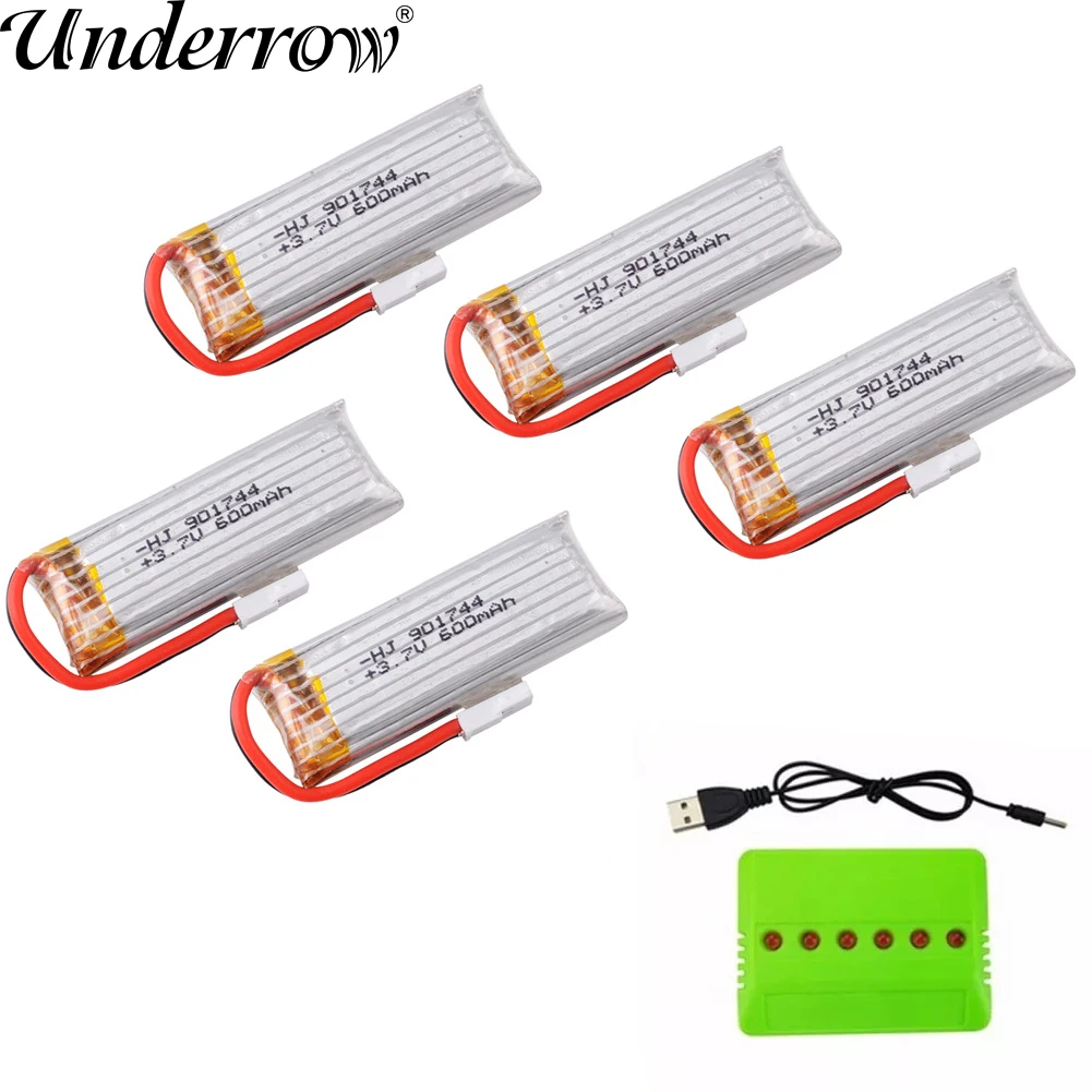 New 2 / 4 / 6pcs High Capacity Drone Lithium Battery 3.7V 600mAh 25c Lipo Battery 901744 For SYMA X50W X60W RC Quadcopter