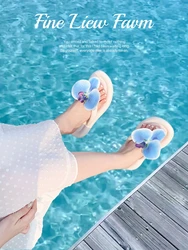 Infradito da spiaggia da donna pantofole a spina di pesce con orchidea a farfalla per scarpe da spiaggia per vacanze estive in spiaggia, Clip alla moda