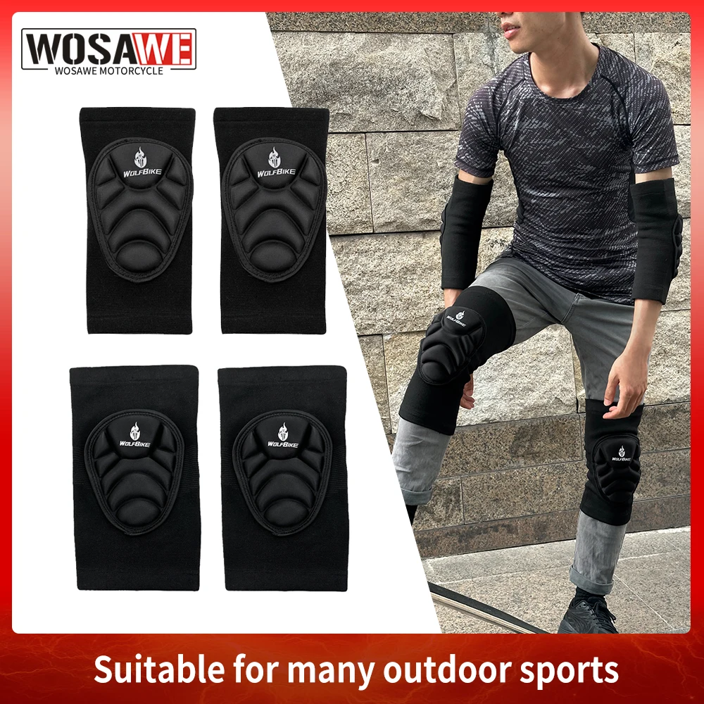 WOSAWE Motorcycle Knee Pads Fitness Basketball Running Cycling Sports Knee Support Soft Shell Thickened Motocross Elbow Pads