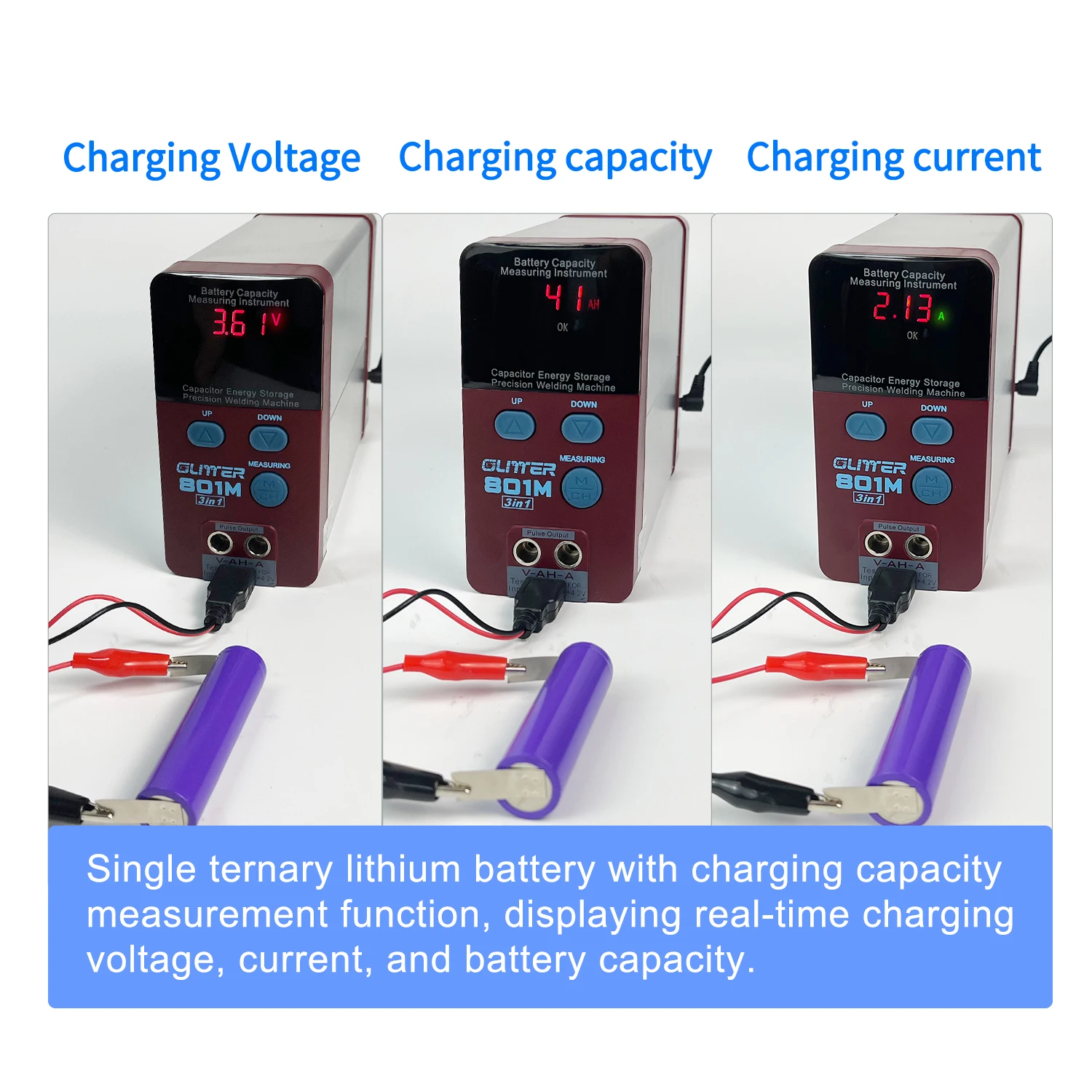 11.6KW Lithium Battery Portable Sunkko 801M Charge Test Capacity Spot Welding Machine for 18650 Lithium Ion Battery