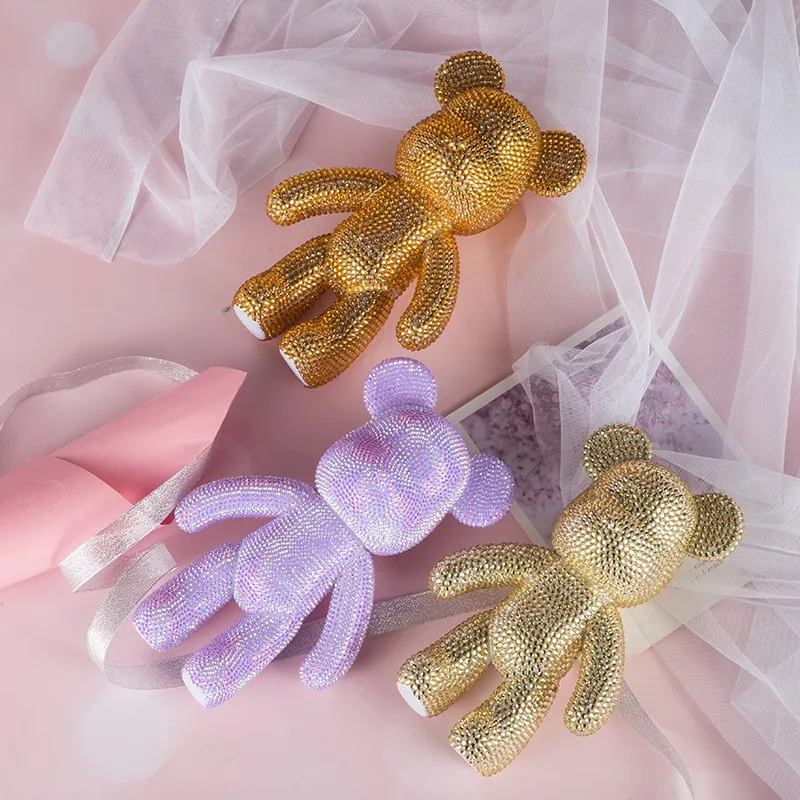 DIY Strass Bär Figur Kristall Schmuck Kreuz Stickerei Bär Figur Glitter Applikation Puppe Skulptur Hause Dekoration Geschenke