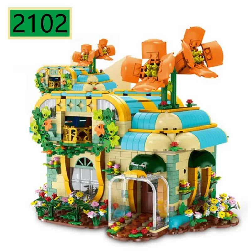 

2102PCS MOC City Streetview Florist LED Model Architecture Building Bricks DIY Shop House Puzzle Toy Christmas Gifts For Kids