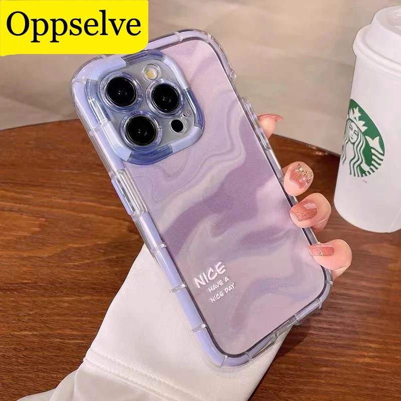 Per iPhone 12 13 14 15 Pro Max Plus custodia per cellulare luce notturna Premium Feel Phone Coque Halo Dyed custodia protettiva minimalista