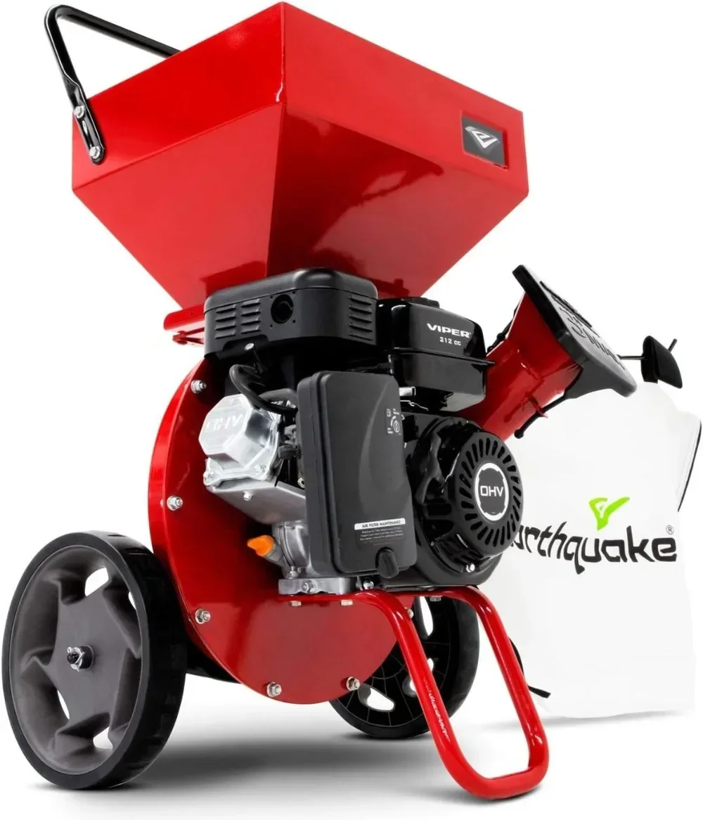 Chipper Shredder, Heavy Duty 212cc 4 Cycle Viper Engine, Chip Branches Up To 3” in Diameter, 20:1 Reduction, Airless Wheels