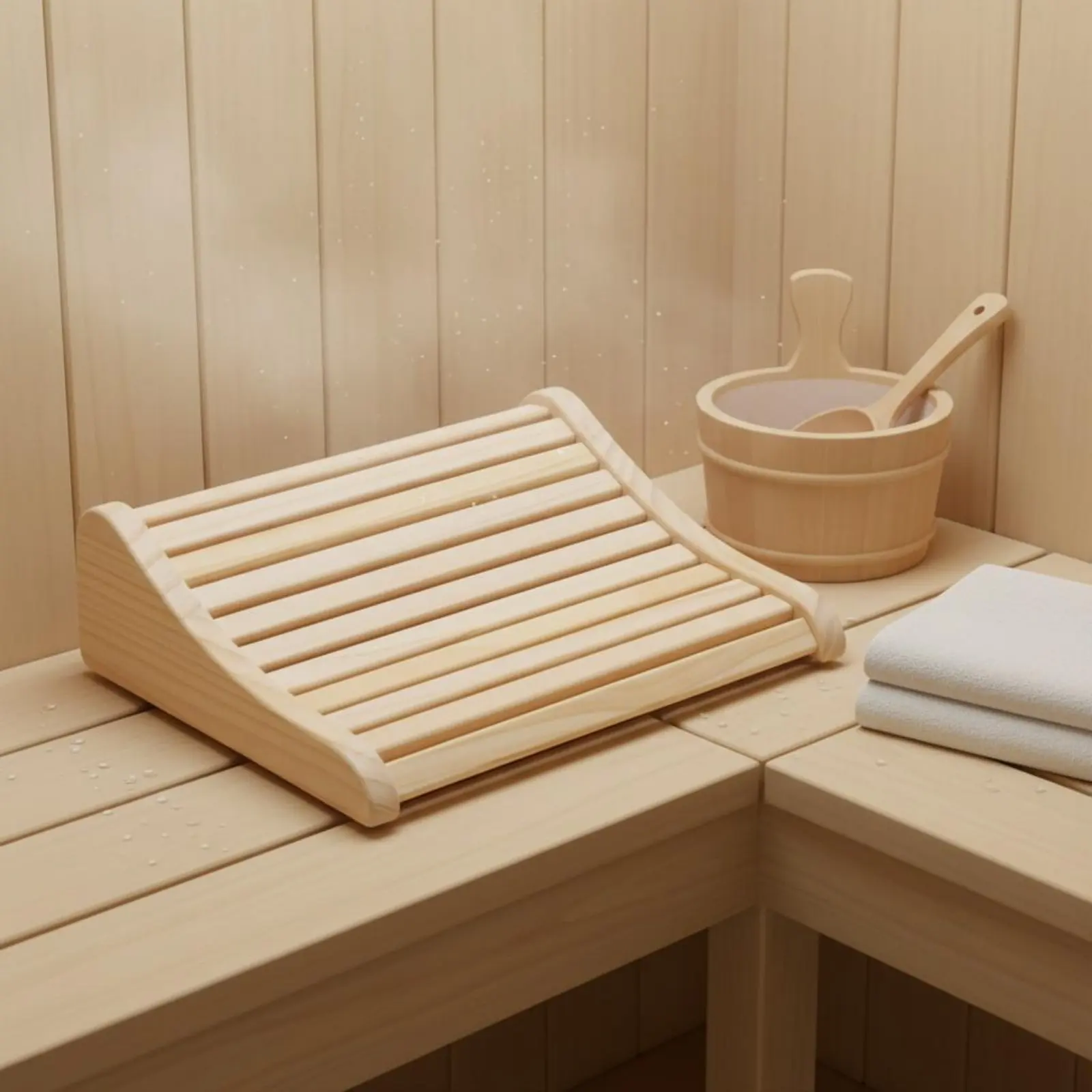 Wooden Sauna Pillow Lightweight Wooden Sauna Backrest Fir Wood Headrest Sleek Rounded Corners Spa Accessory Handmade