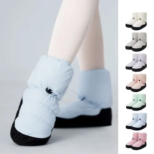 Imagen 2 del producto Zapatos de ballet de felpa de invierno para mujer, botas de baile con forro polar para adultos y niños, botines de algodón cálidos para práctica de ballet