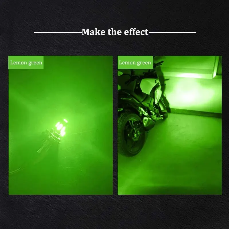 1Pc Lemon Green 3030 15LED Motorcycle Headlight Foglight 12-80V H4/H6 BA20D/P15D 3030LED High/Low Beam Motorcycle Bulb