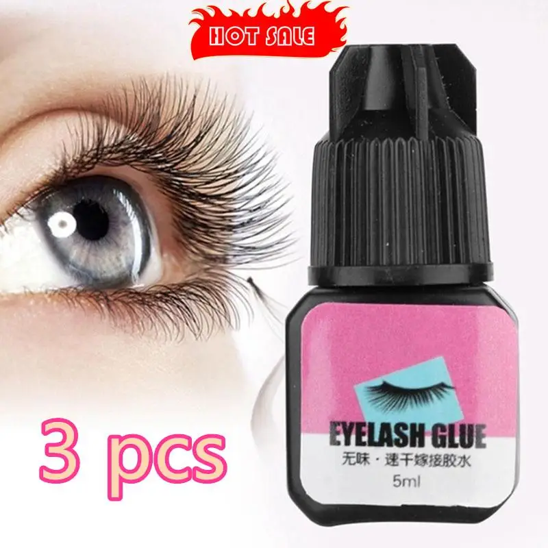 

3pcs 5ml Extra Strong Eyelash Glue Extension Low Smell 1 Second Fast Dry Lash Glue For False Eyelash Waterproof Adhesive Lift