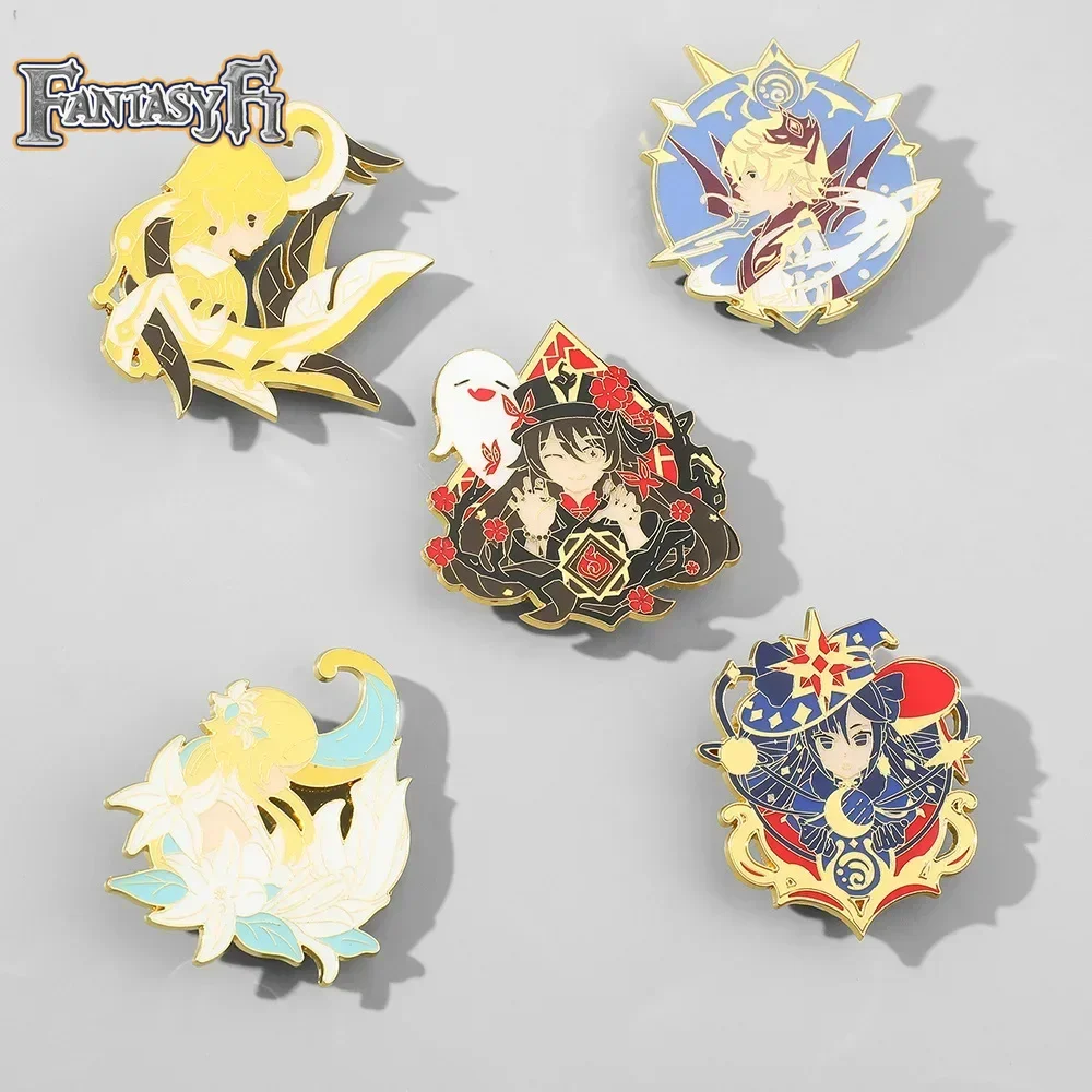 Anime Genshin Impact Yae Miko Yun Jin Pins Brooch Albedo Arataki Itto Gorou Shenhe Figure Enamel Badge Brooches Lapel Pin Gift