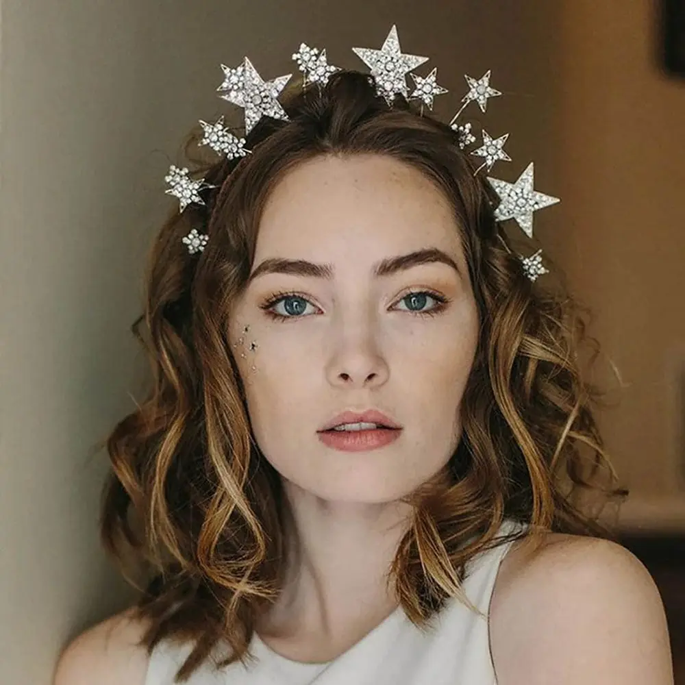 Charm Fairy Crown Wedding Woman Crystal Star Hairband Bridal Crown Hair Accessories Rhinestone Hair Hoop